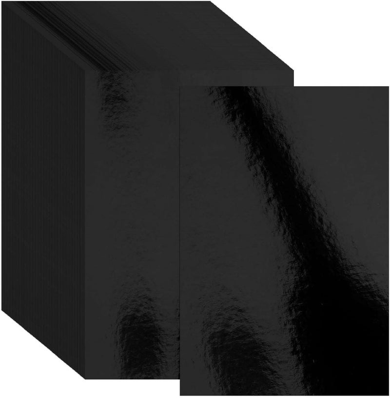 Nitelemn 30 Pack Metallic Cardstock Paper Sheets, 8" x 12" Color Foil Mirror Shimmering Paper 250gsm/92lb For Arts and Crafts, Decorative, Weddings & Birthdays Invitations, Scrapbook Supplies (Black) - Image 1